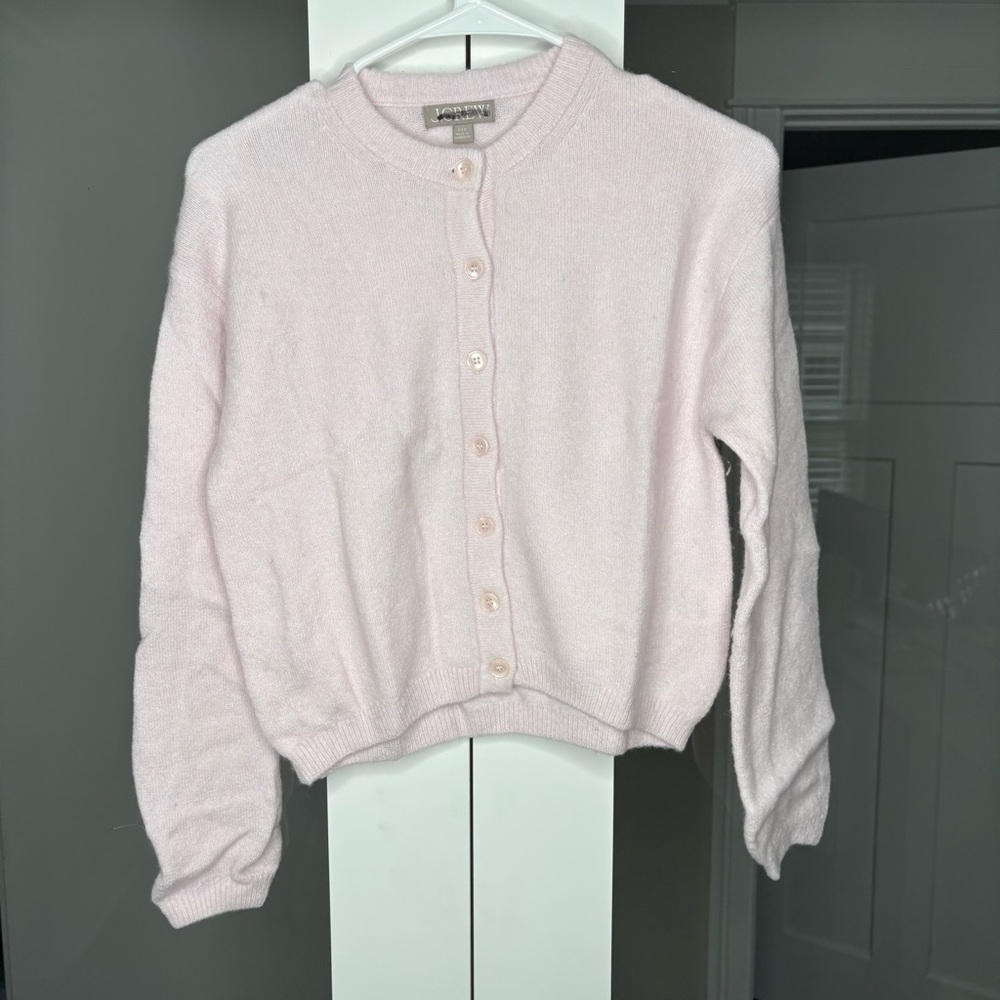 NWT J. Crew Supersoft Bubble-hem Cardigan Sweater Peppermint Ice Pink - Picture 2 of 6